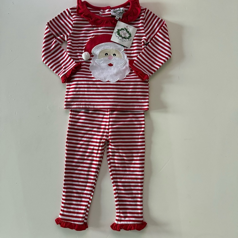 Cecil and Lou Santa Pajama Set - Red and White Stripes